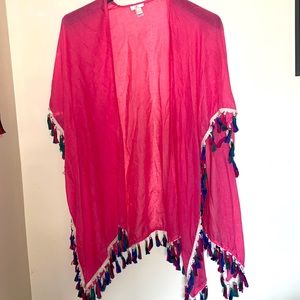 Pink Swim Cover Up with Tassles